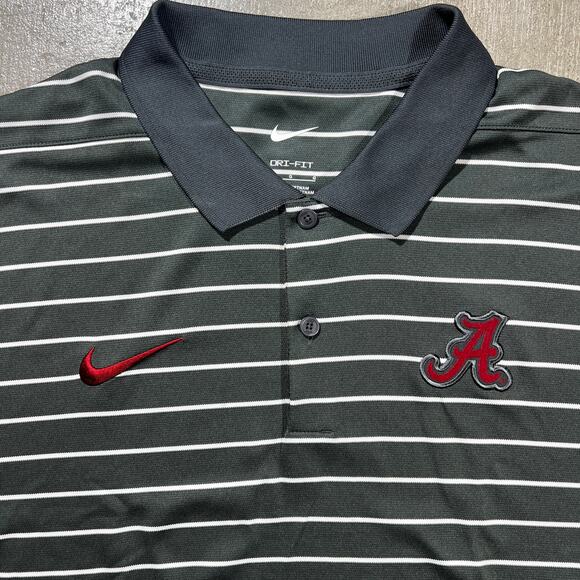 Nike Alabama Crimson Tide Dri-Fit Polo Black Stripe Large - Picture 2 of 7